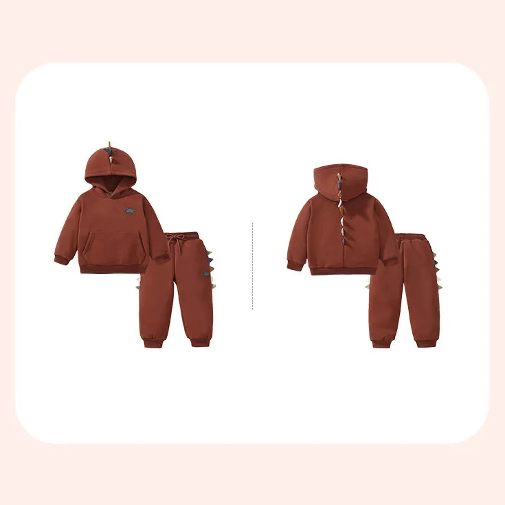 2 Pieces Set Baby Kid Boys Solid Color Dinosaur Hoodies Sweatshirts And Pants Wholesale 231130275