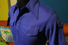 3 Pocket QW for Men Polo Original 80's Shirt.  Blue and Vintage.