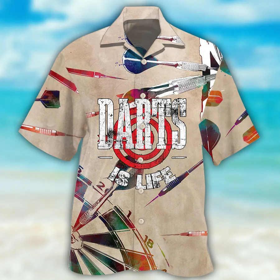 3D All Over Print Dart Hawaiian Shirt, Funny Dart Is Life Vintage 3D Shirt, Dart Gift