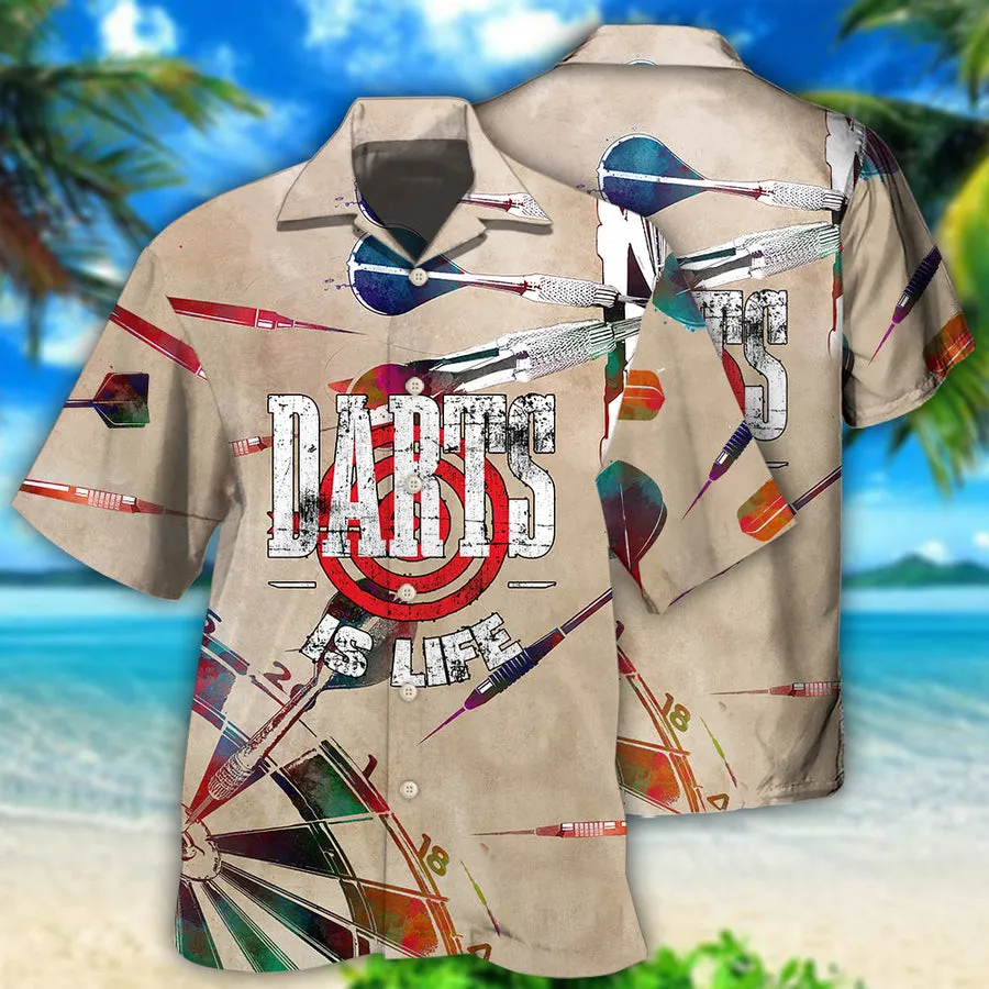 3D All Over Print Dart Hawaiian Shirt, Funny Dart Is Life Vintage 3D Shirt, Dart Gift