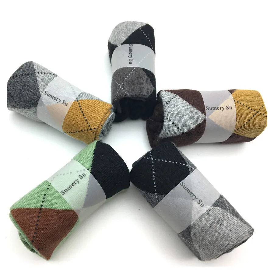 5 Pairs Lot Casual Business Patchwork Sweat Absorb Gift Socks for Men