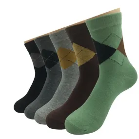 5 Pairs Lot Casual Business Patchwork Sweat Absorb Gift Socks for Men