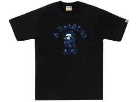 A Bathing Ape Color Camo College Tee in Black/Blue xld