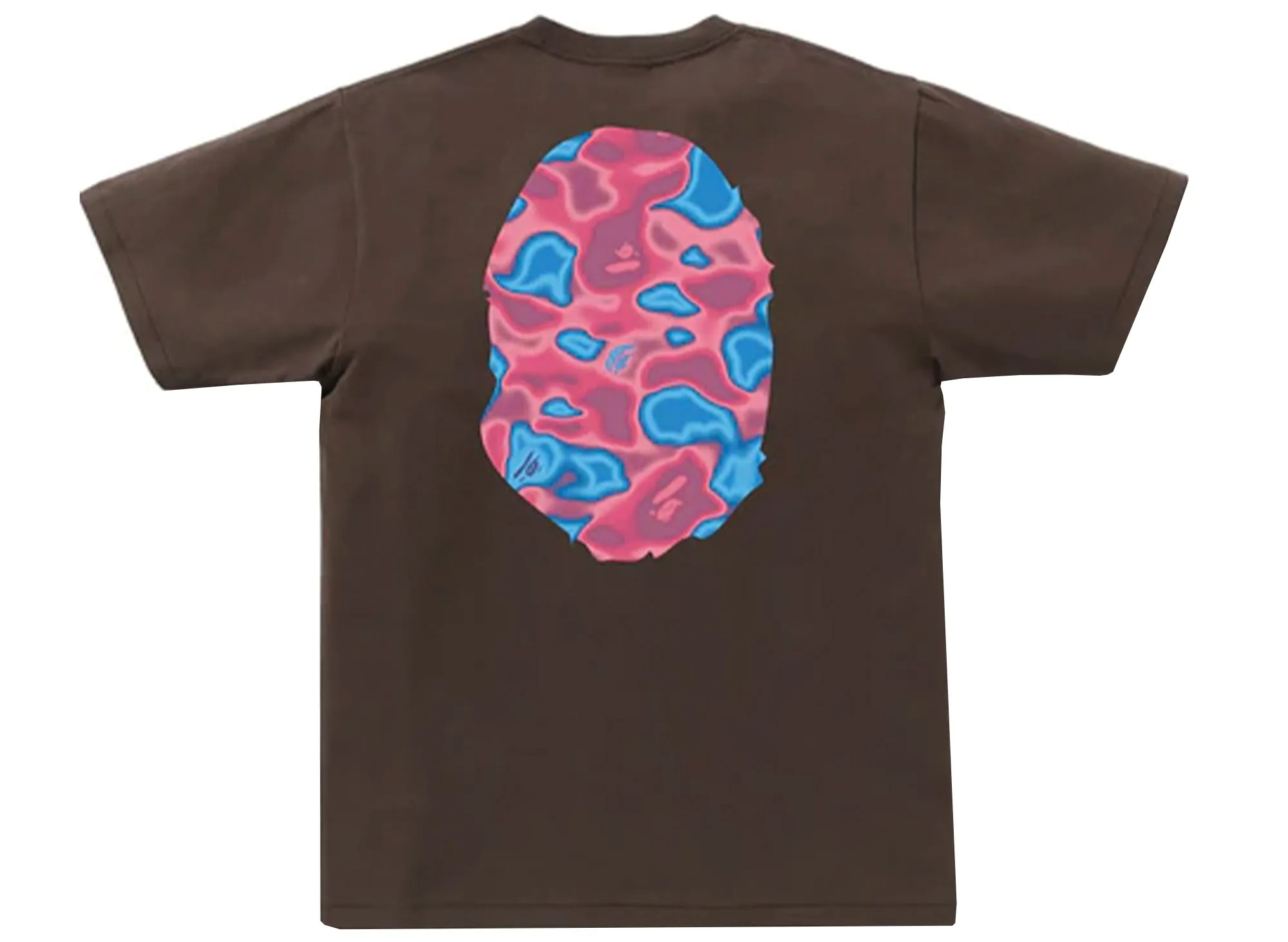 A Bathing Ape Liquid Camo Big Head Ape Tee in Brown xld