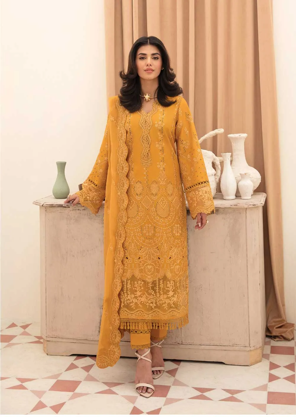 ACL-03 - Goldenrod - Unstitched - Chickenkari Lawn Collection by Afrozeh 2023