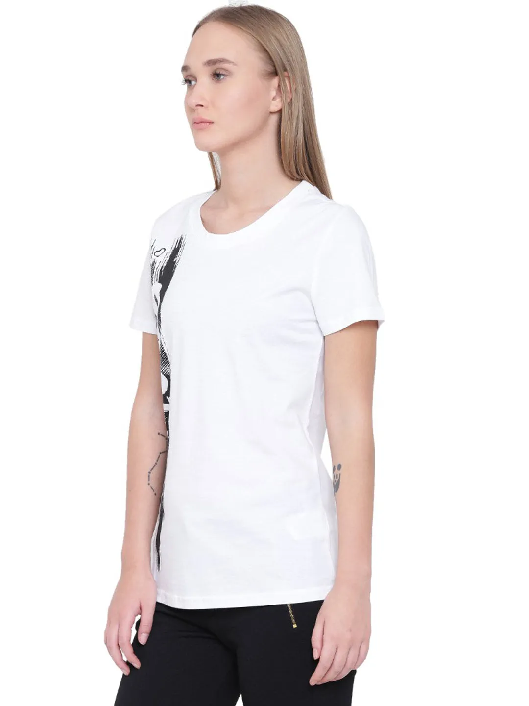 Alcis Core Print White Round Neck T Shirt