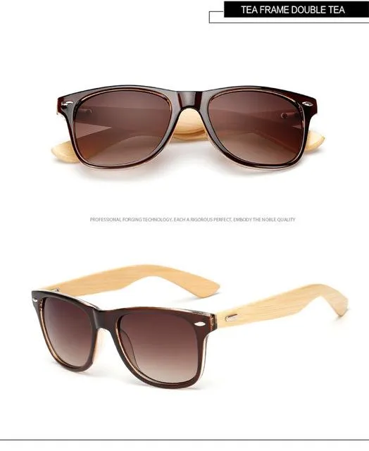 Bamboo Foot Wooden Vintage Designer Sunglasses for Men and Women