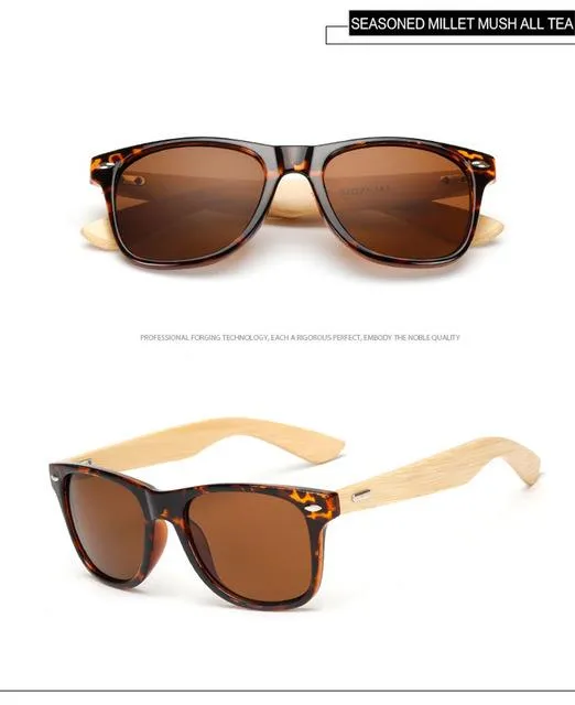 Bamboo Foot Wooden Vintage Designer Sunglasses for Men and Women