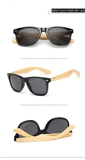 Bamboo Foot Wooden Vintage Designer Sunglasses for Men and Women