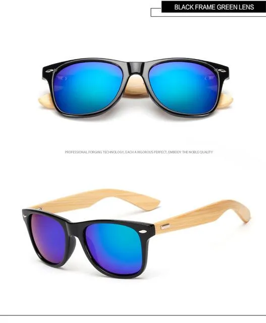 Bamboo Foot Wooden Vintage Designer Sunglasses for Men and Women