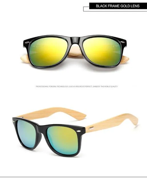 Bamboo Foot Wooden Vintage Designer Sunglasses for Men and Women