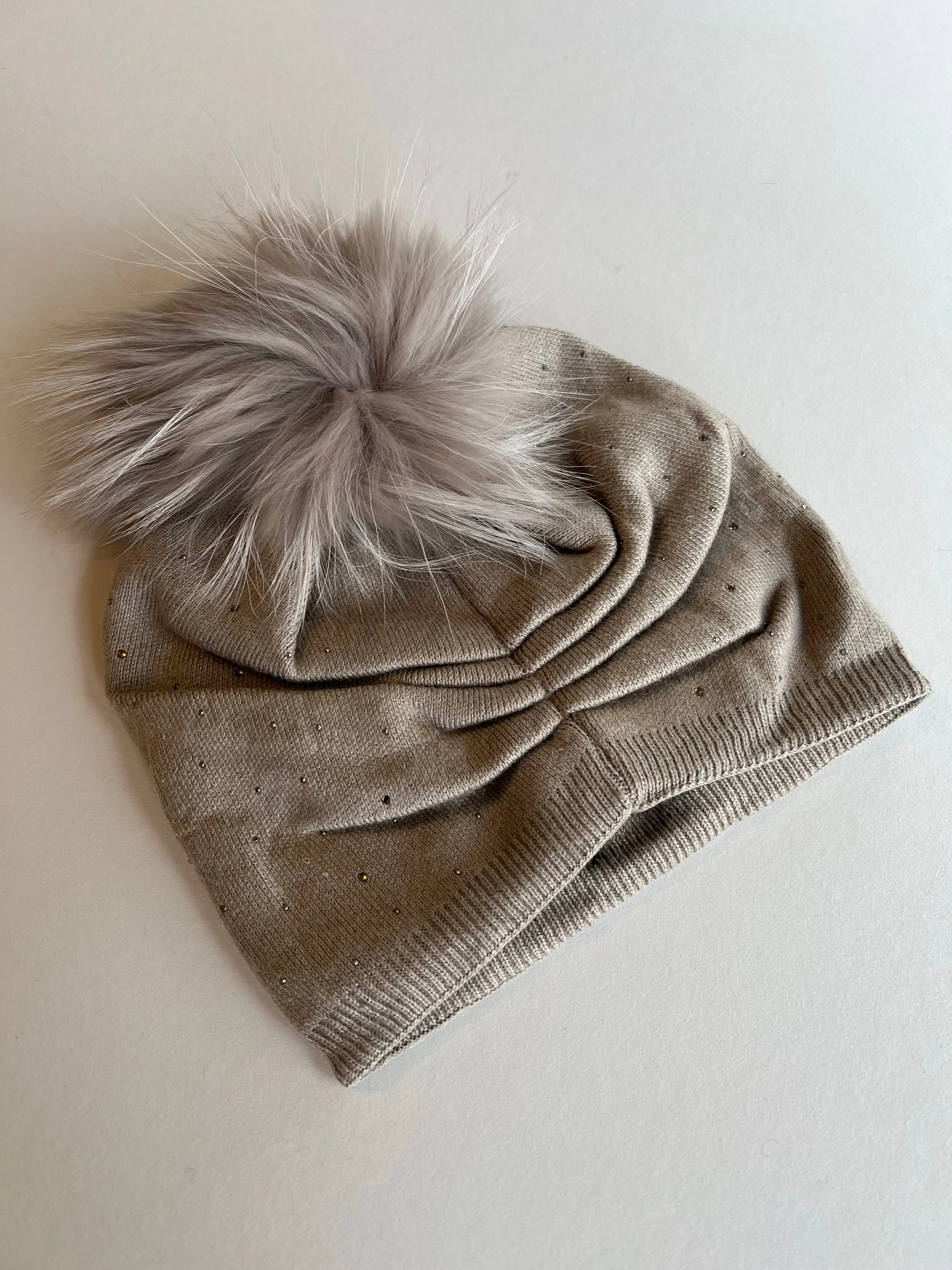 Beige Italian Toque | Tiny Crystals