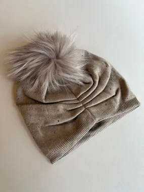 Beige Italian Toque | Tiny Crystals