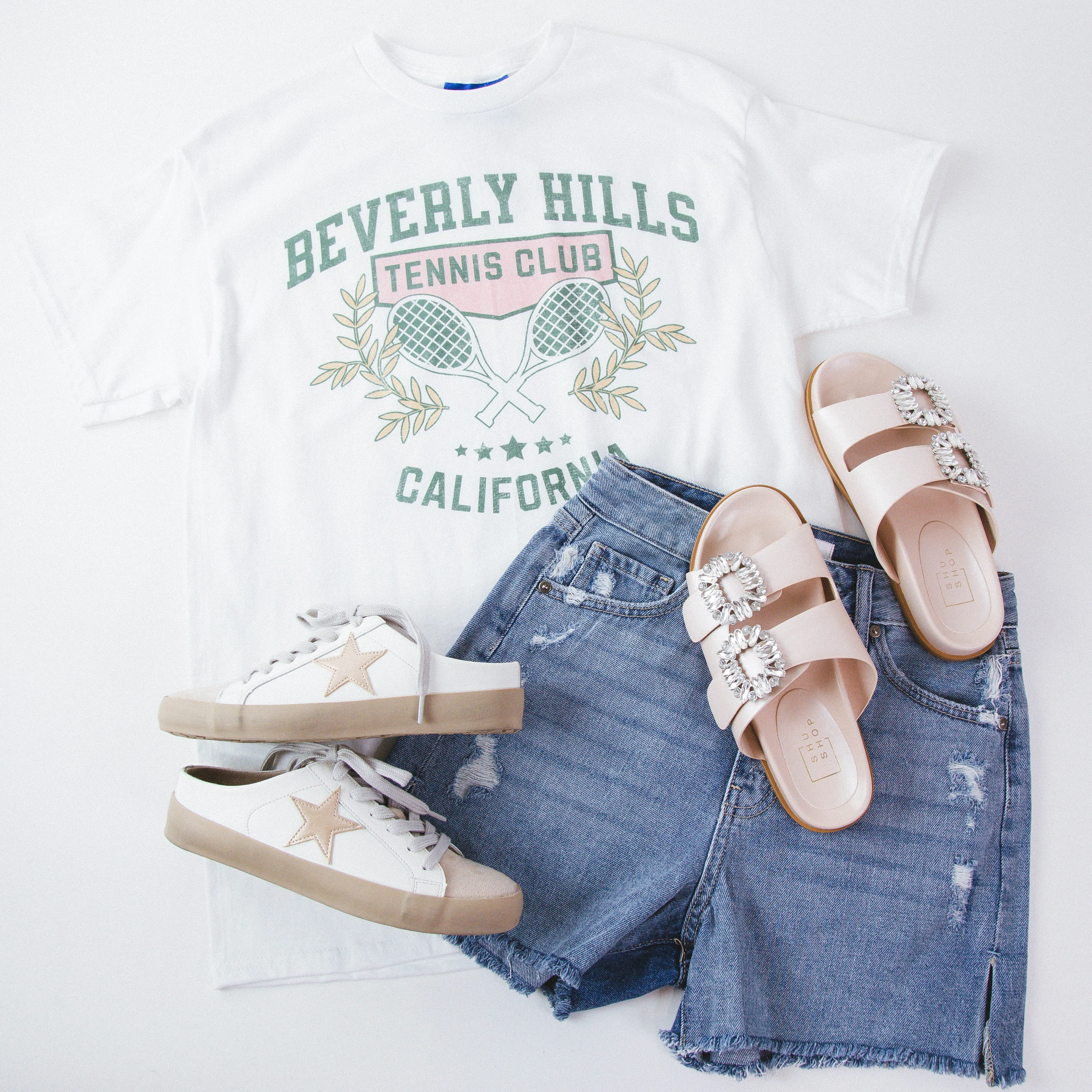 Beverly Hills Tennis Club Graphic Tee, White