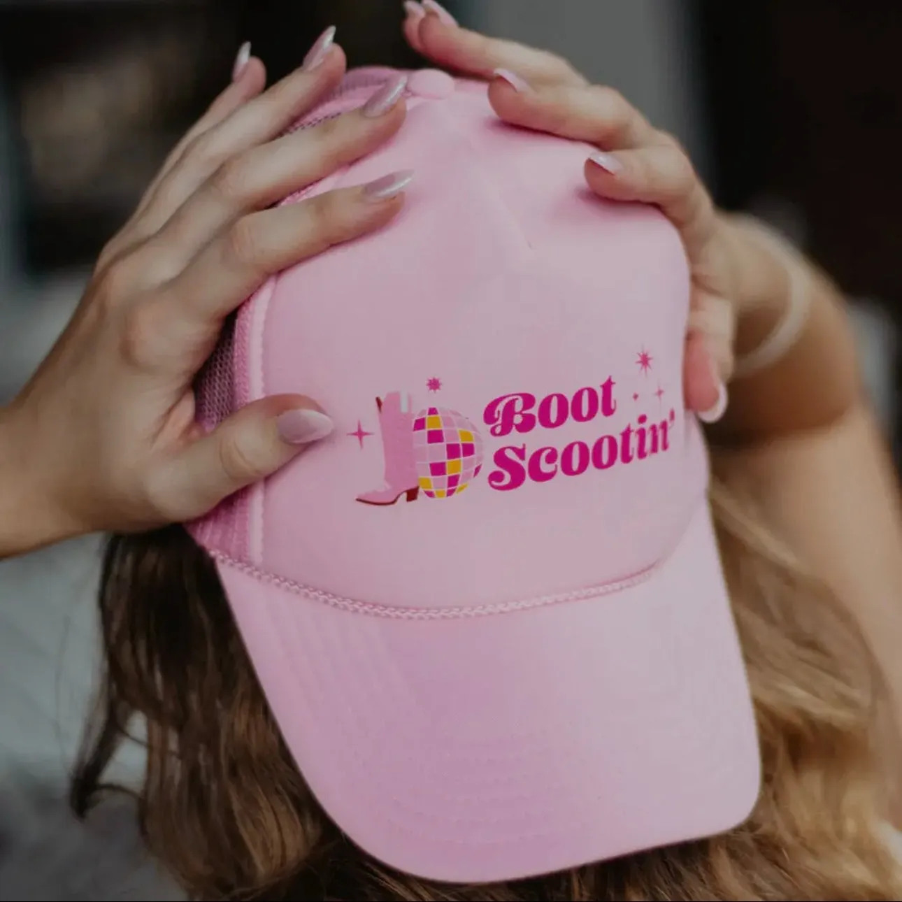 Boot Scootin' Pink Foam Trucker Hat