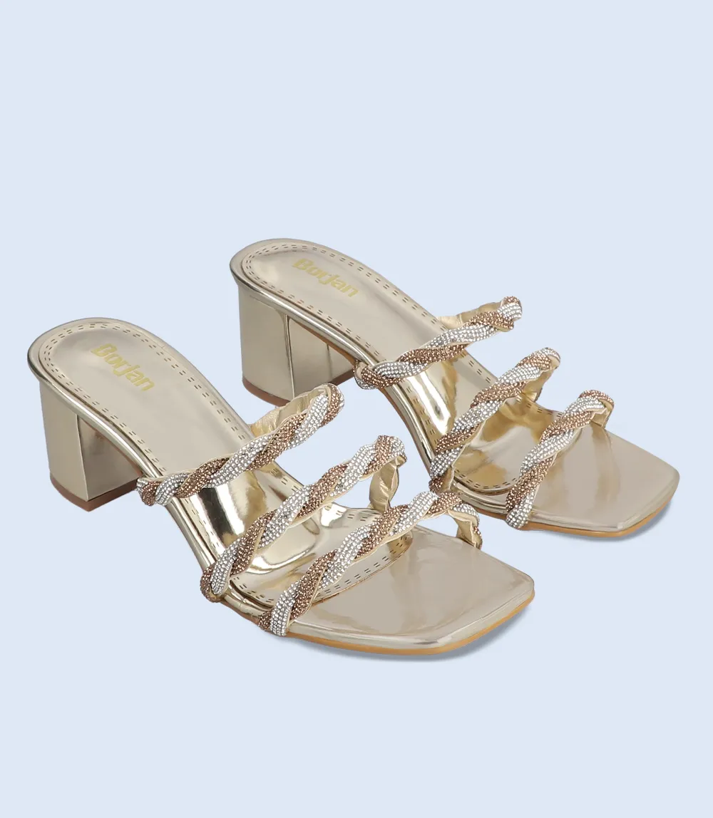 BW8689-GOLDEN-Women Formal Slipper Heels