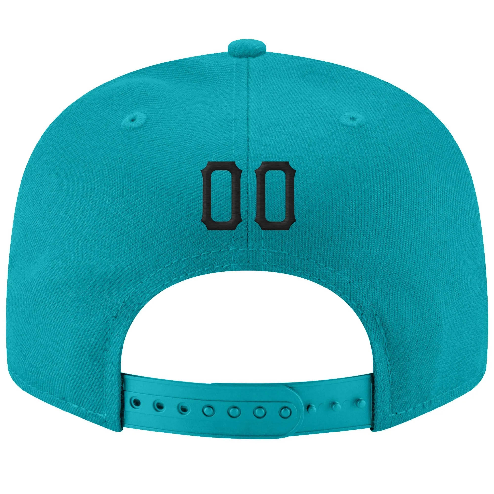 Custom Aqua Black-White Stitched Adjustable Snapback Hat