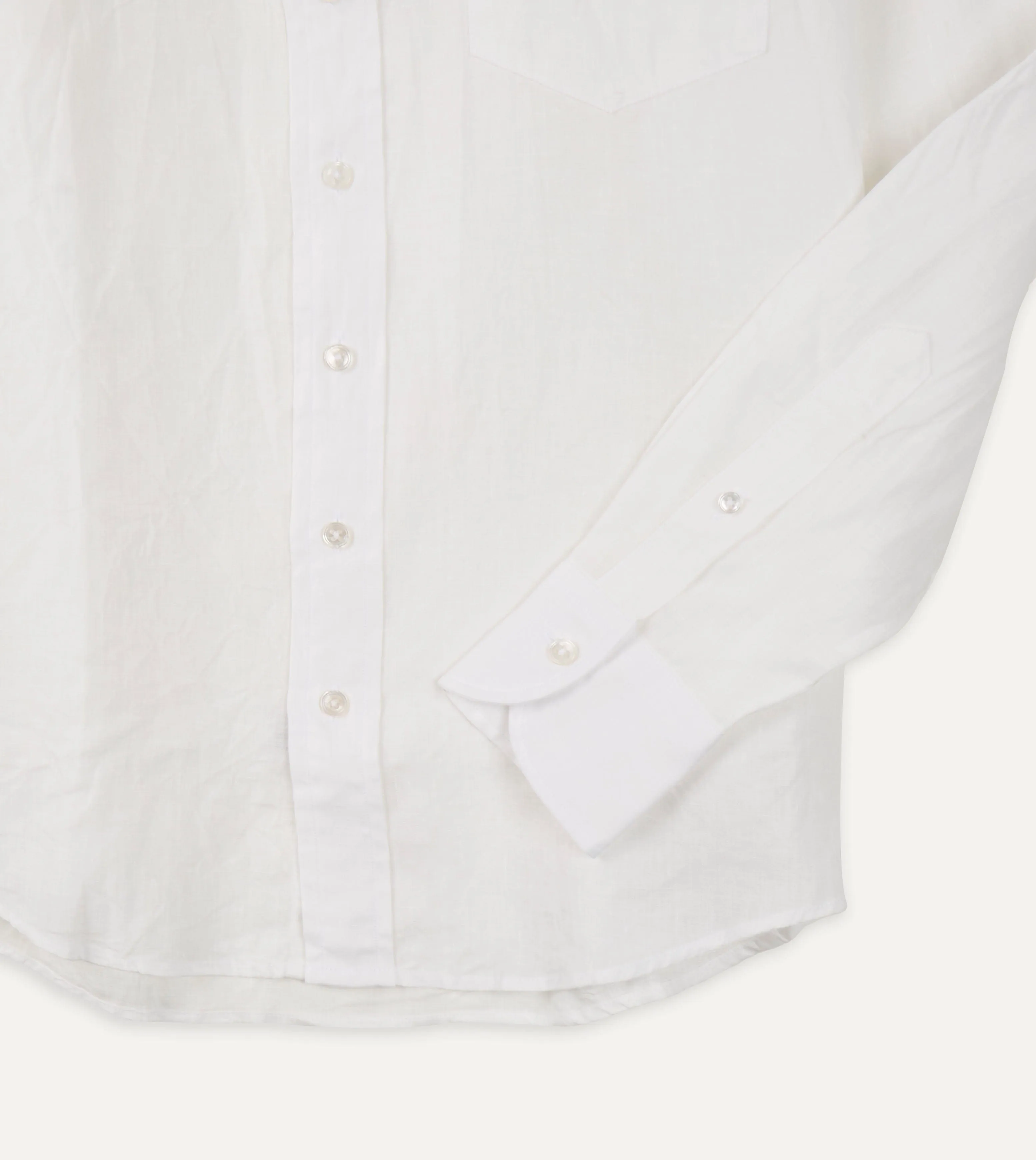 Ecru Linen Spread Collar Shirt