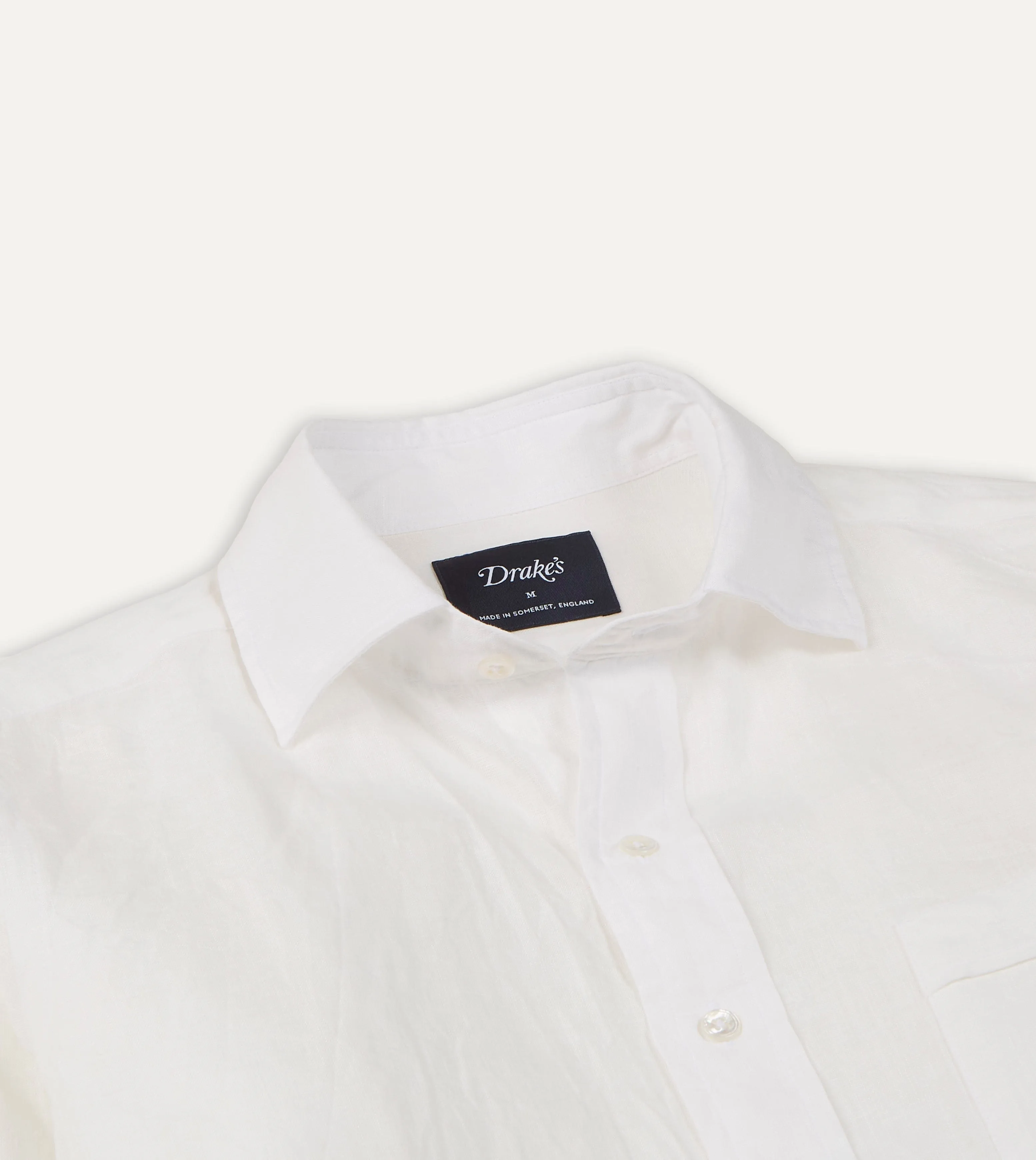 Ecru Linen Spread Collar Shirt