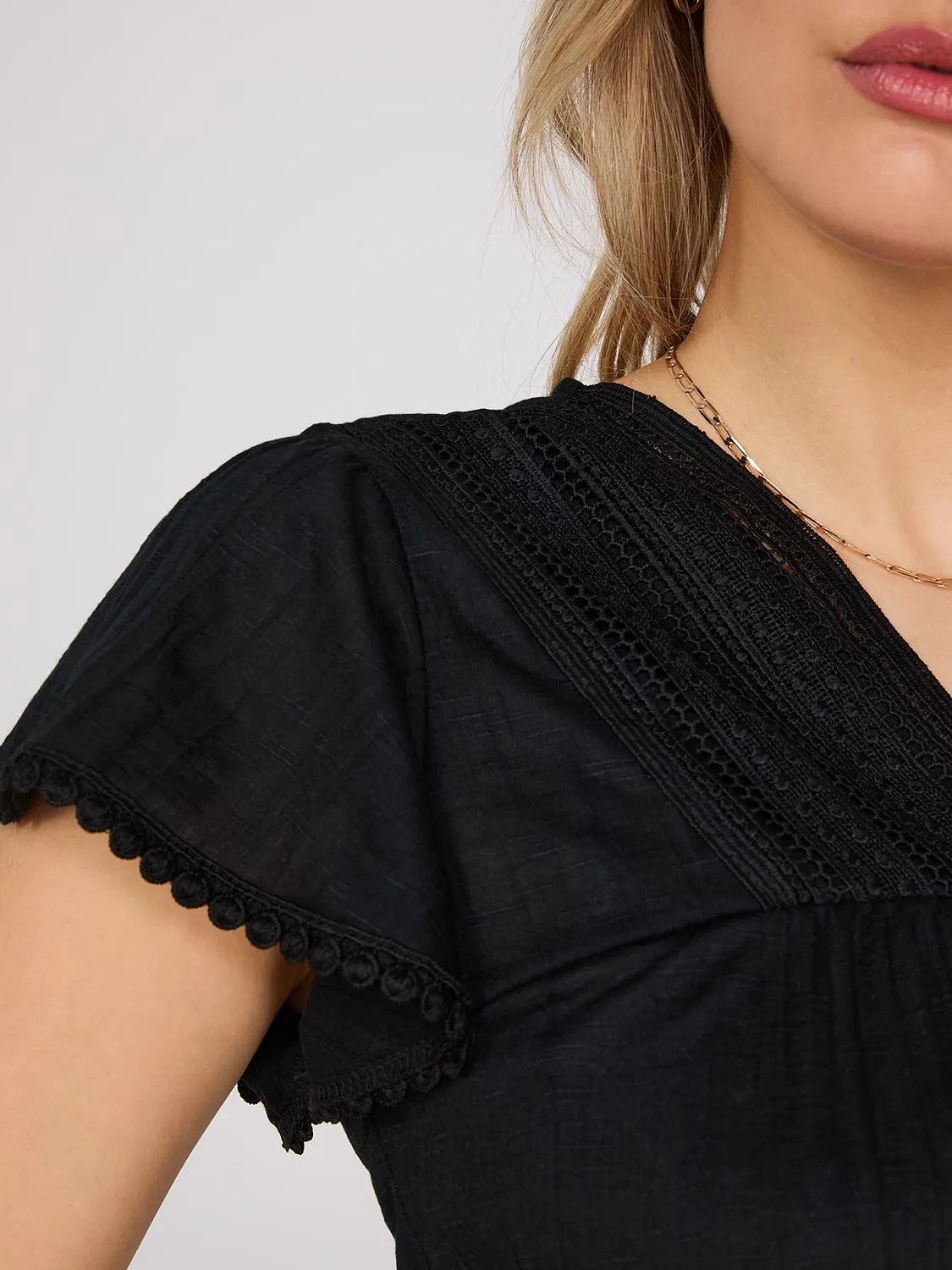 Empire Cut Top With Crochet Details