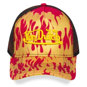 Flamed Von Dutch Logo Trucker Hat