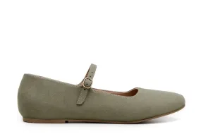 'Gabriella' vegan-suede flats by Ahimsa Shoes - dark olive