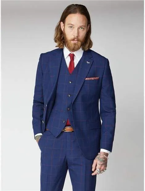 Gibson London Regent Navy / Burgundy Check Jacket