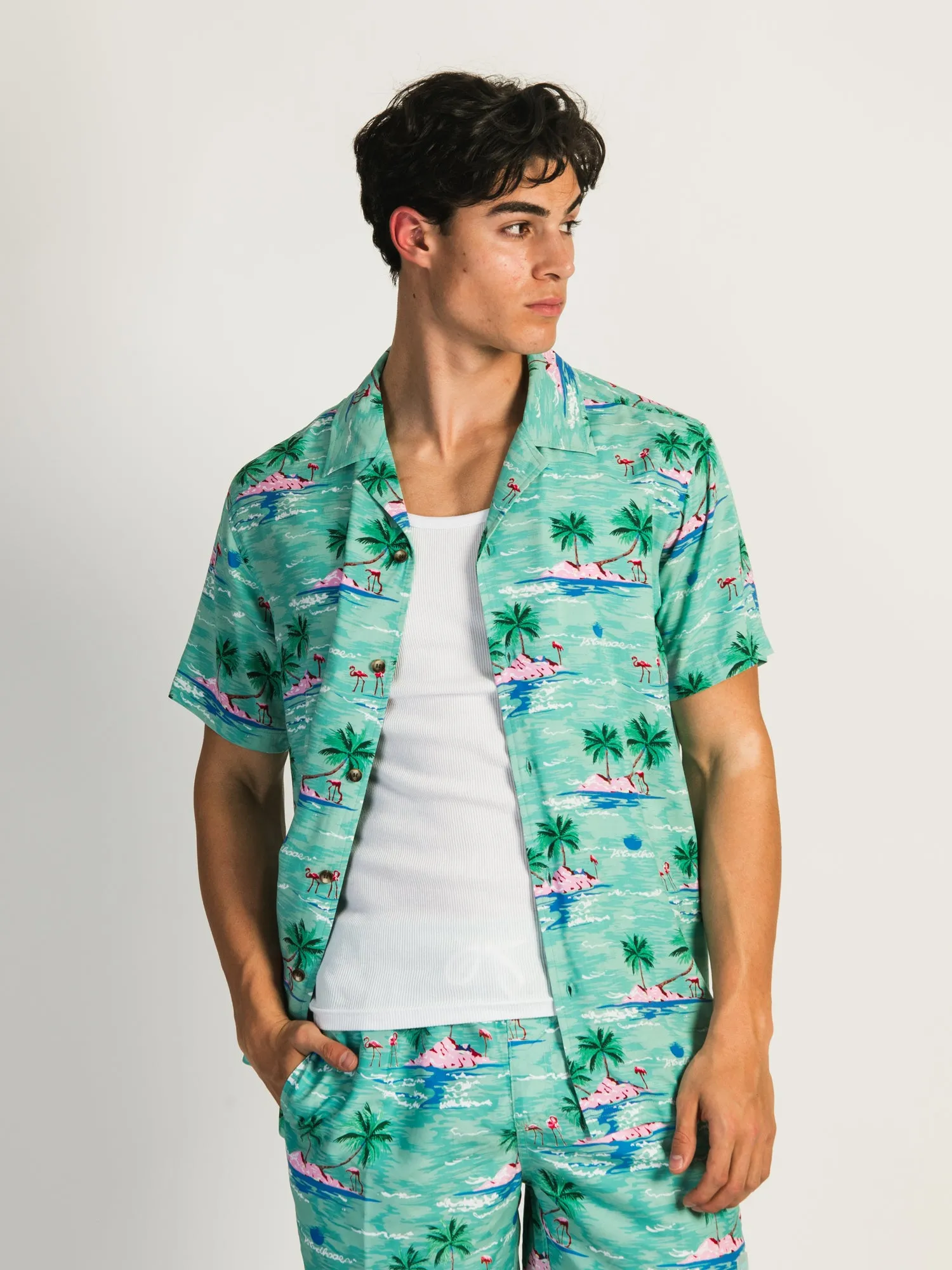 ISLAND HAZE ISLAND PALMS SHORT SLEEVE WOVEN