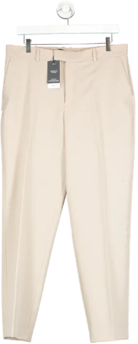 MANGO Beige Straight Suit Trousers BNWT UK 14