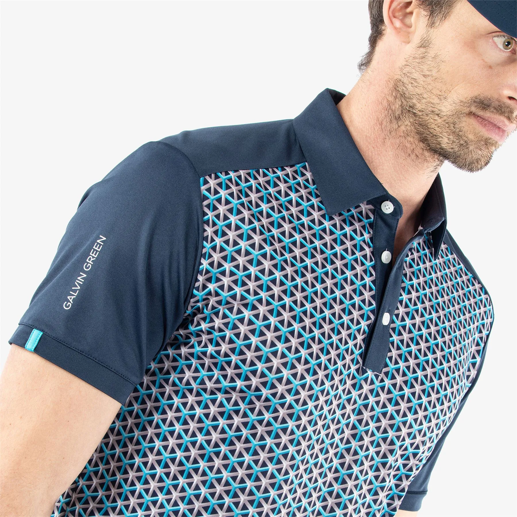 Mio Ventil8  Printed Polo Aqua/Navy - SS24