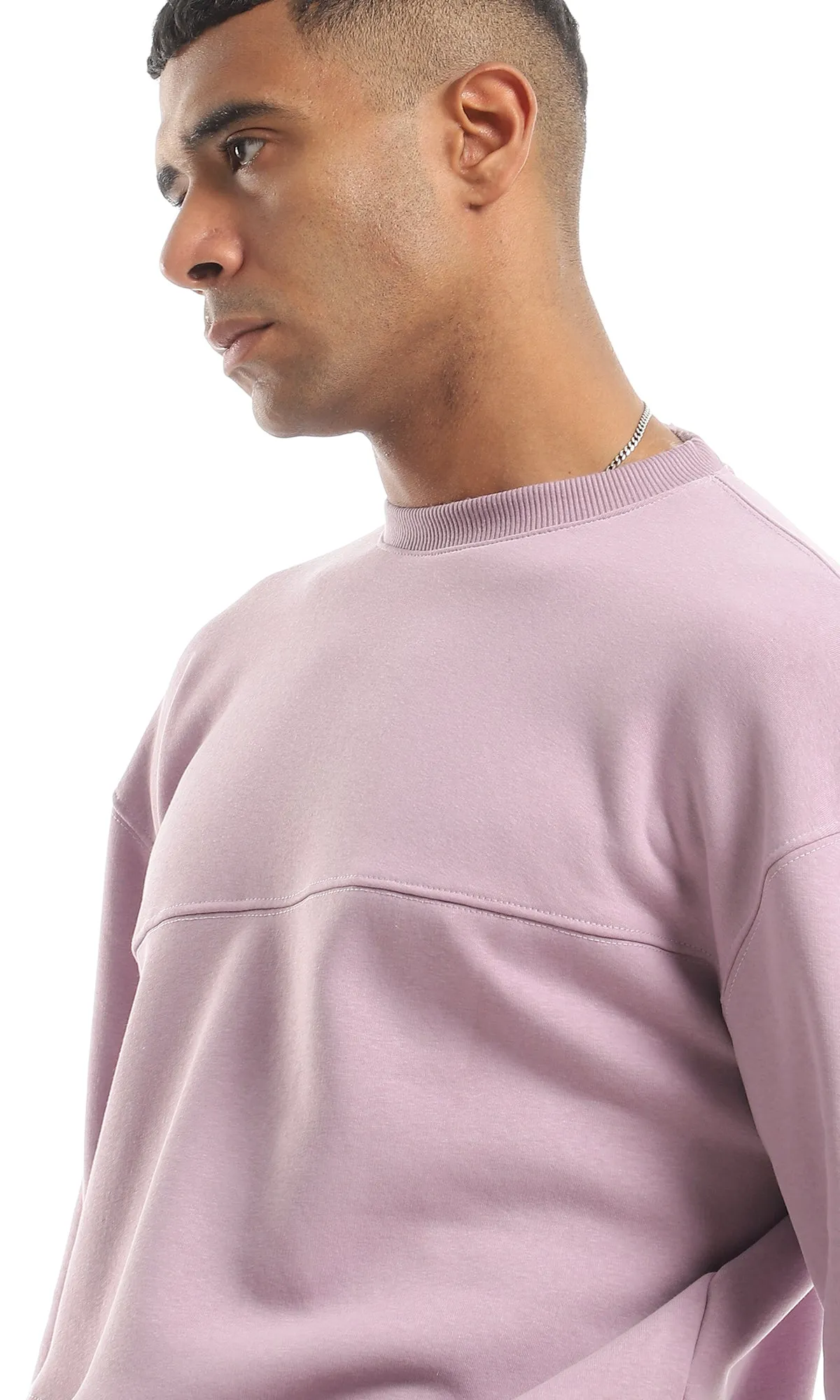 O151235 Light Lavender Stitched Pattern Soft Fleece Sweatshirt