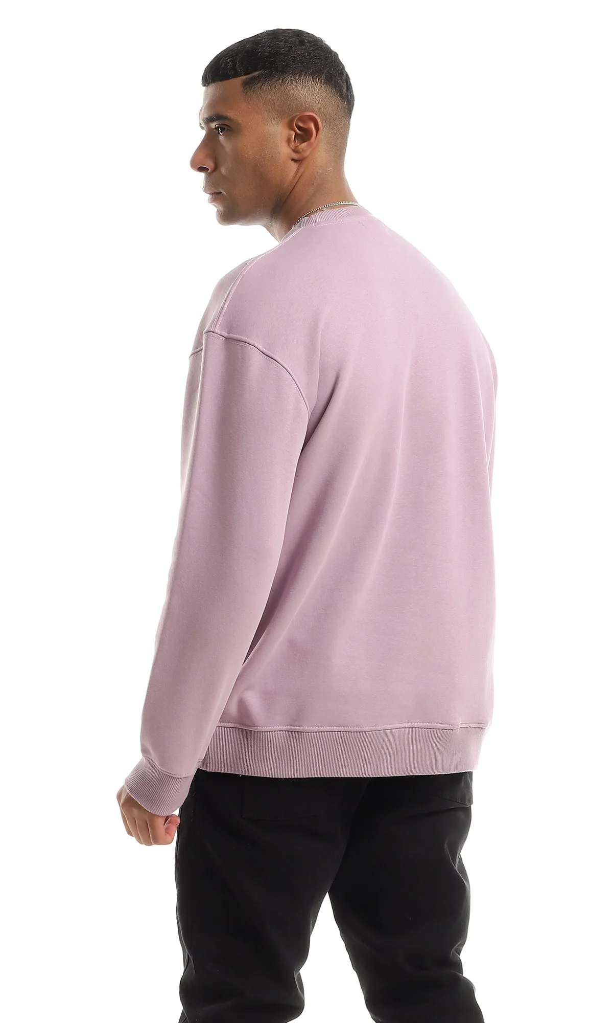 O151235 Light Lavender Stitched Pattern Soft Fleece Sweatshirt