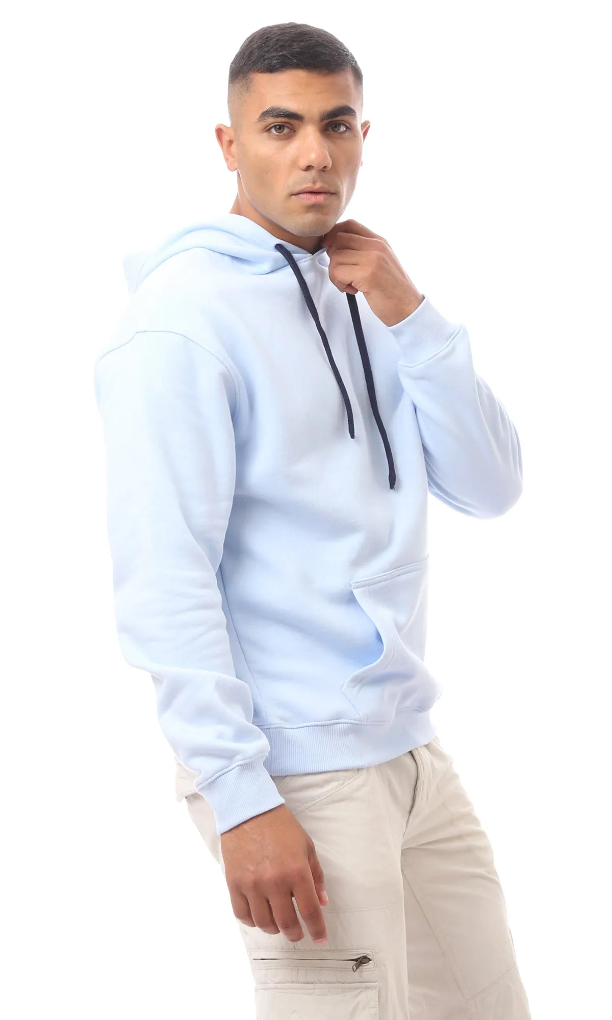 O172344 Slip On Light Blue Cotton Hoodie