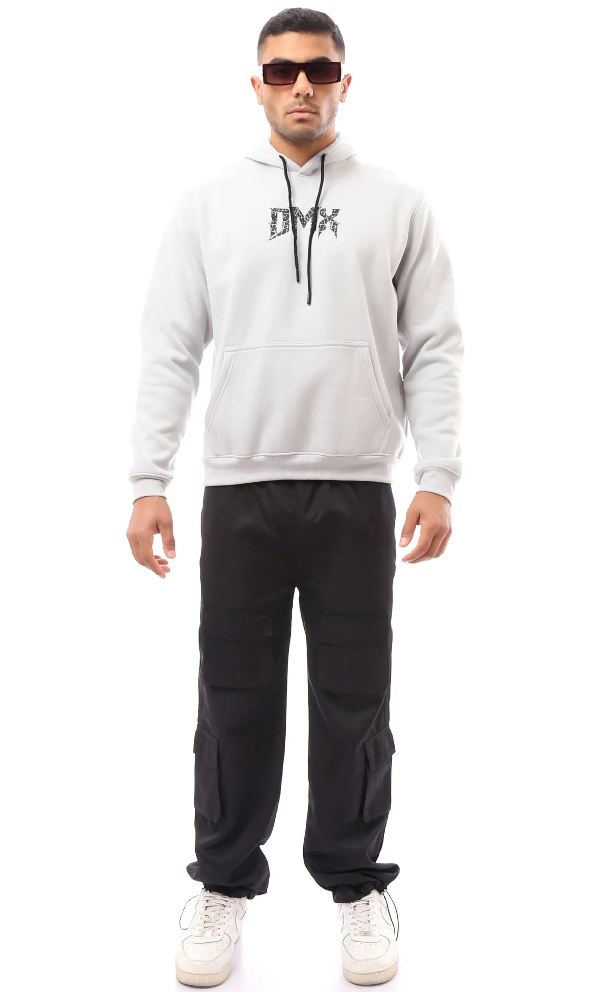 O173699 Printed Dmx And Back Light Grey Hoodie