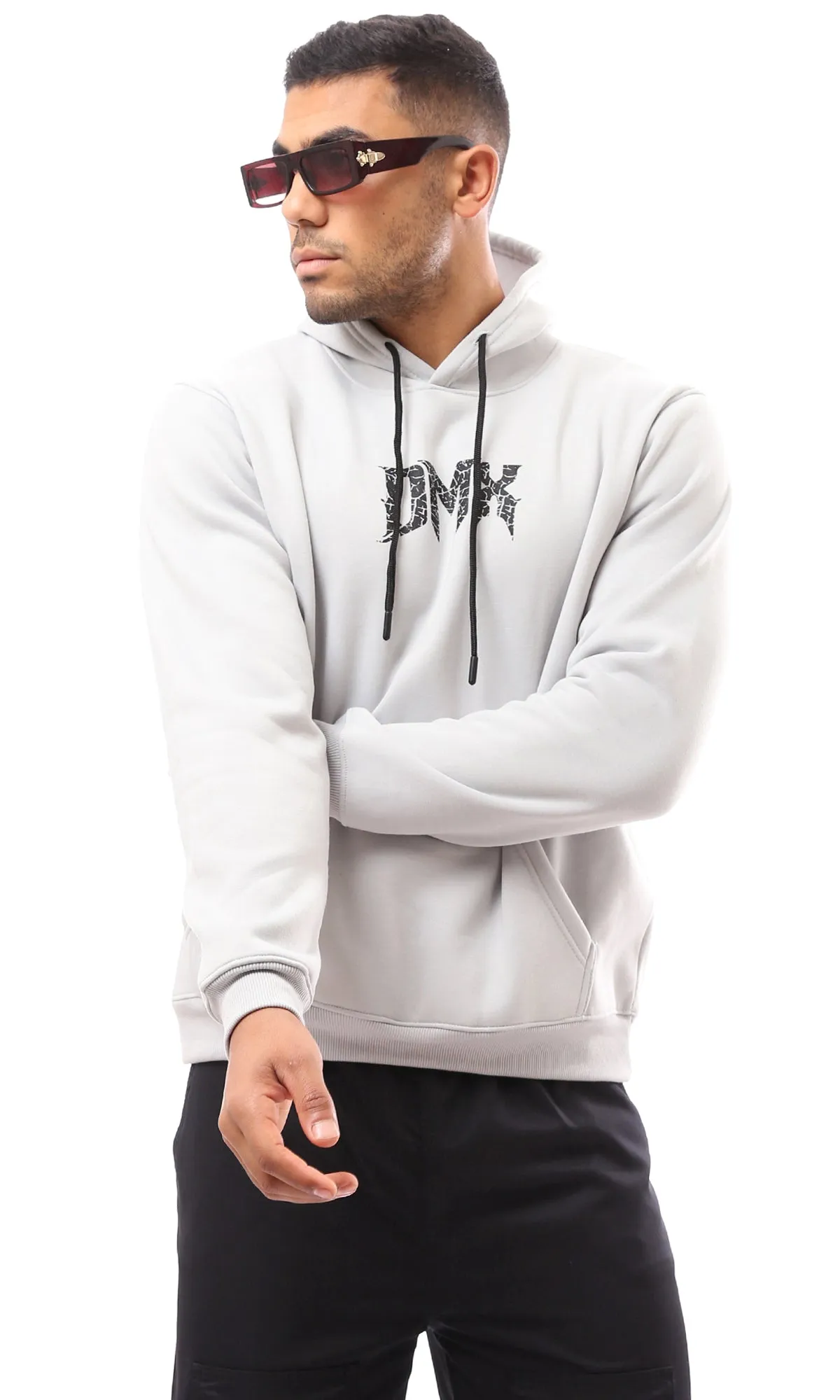 O173699 Printed Dmx And Back Light Grey Hoodie