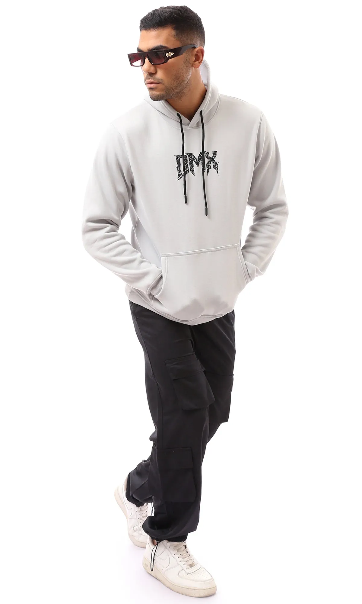 O173699 Printed Dmx And Back Light Grey Hoodie