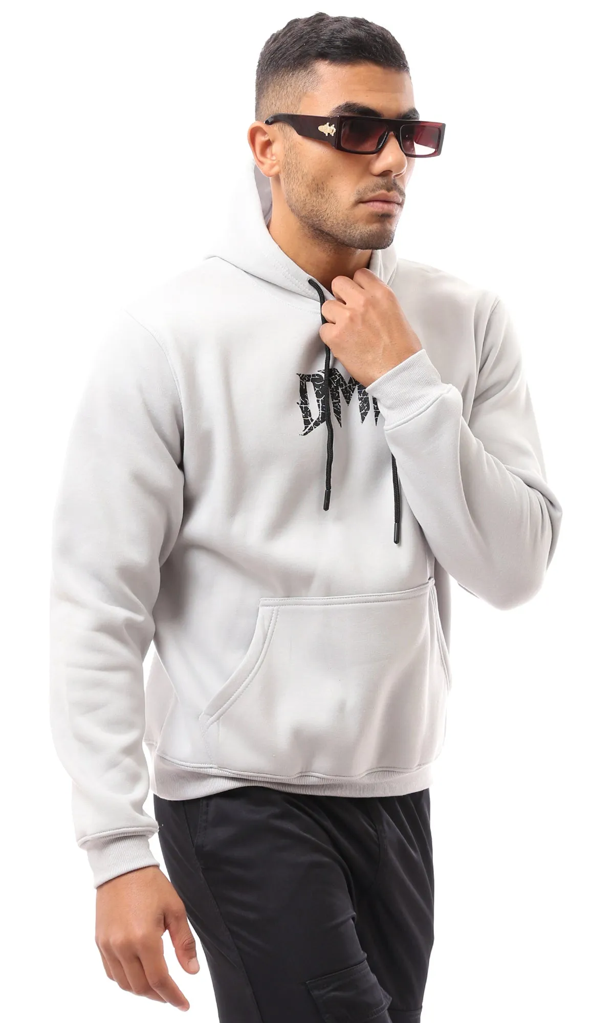 O173699 Printed Dmx And Back Light Grey Hoodie