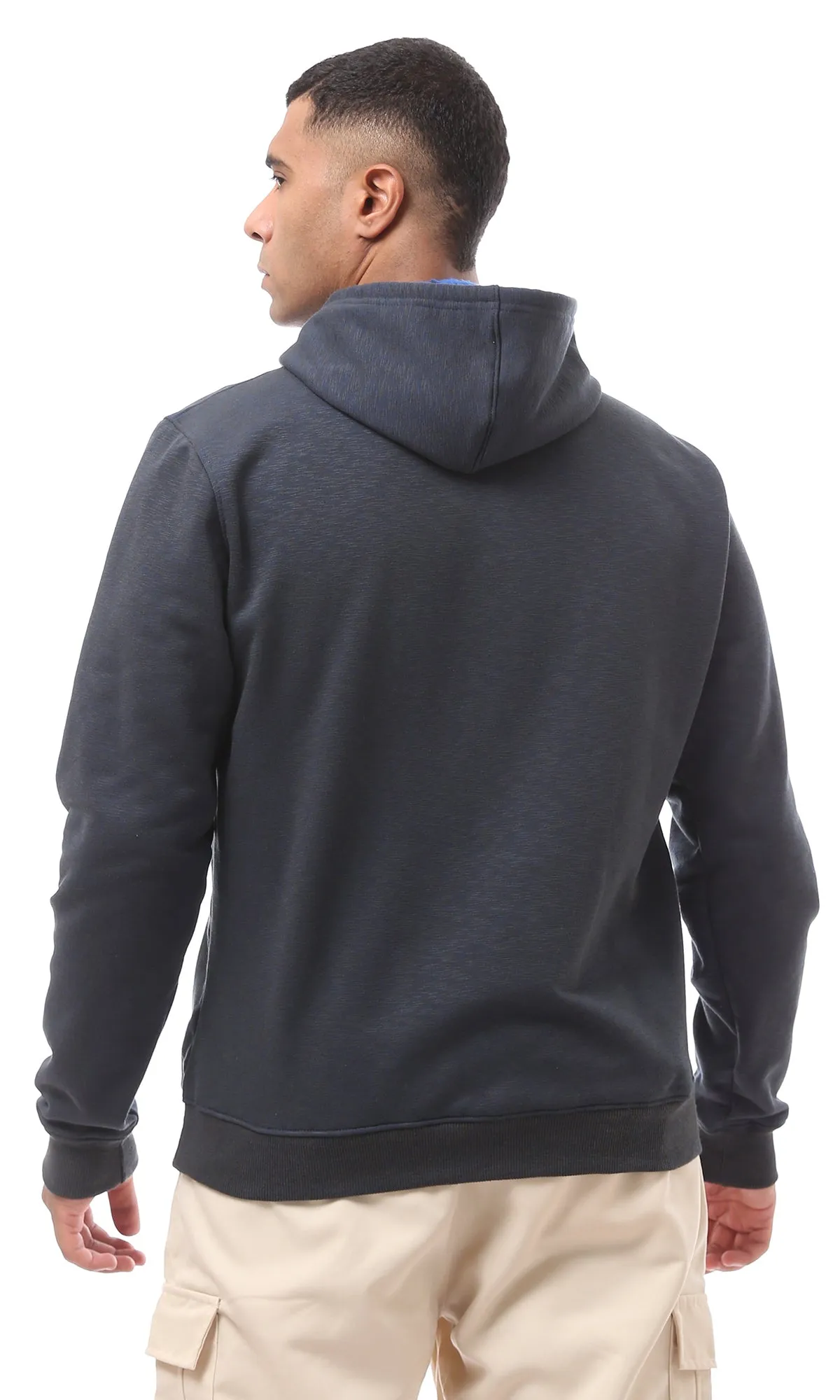 O174723 Printed Change Heather Navy Blue & Charcoal Hoodie