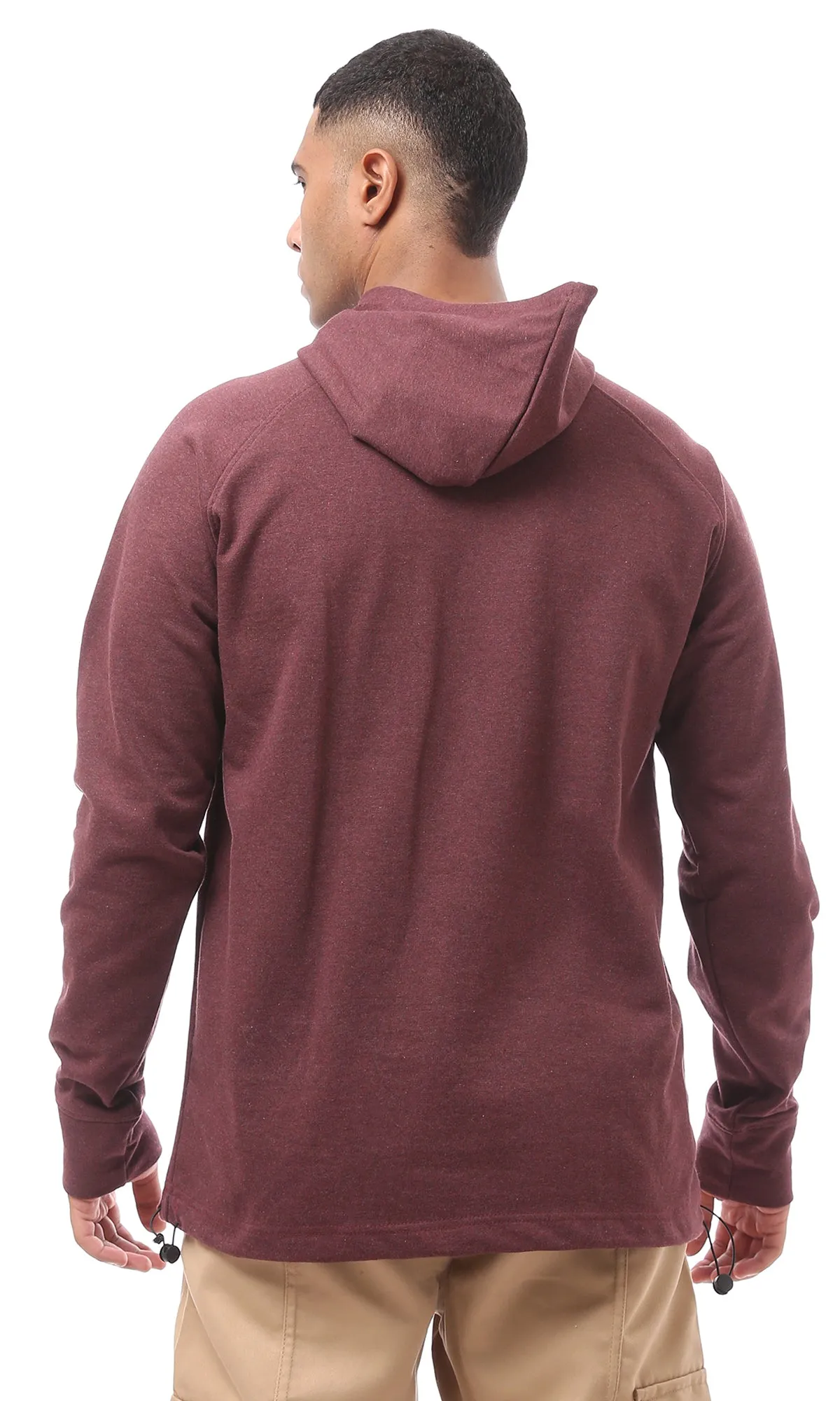 O174896 Slip On Heather Burgundy Casual Long Hoodie