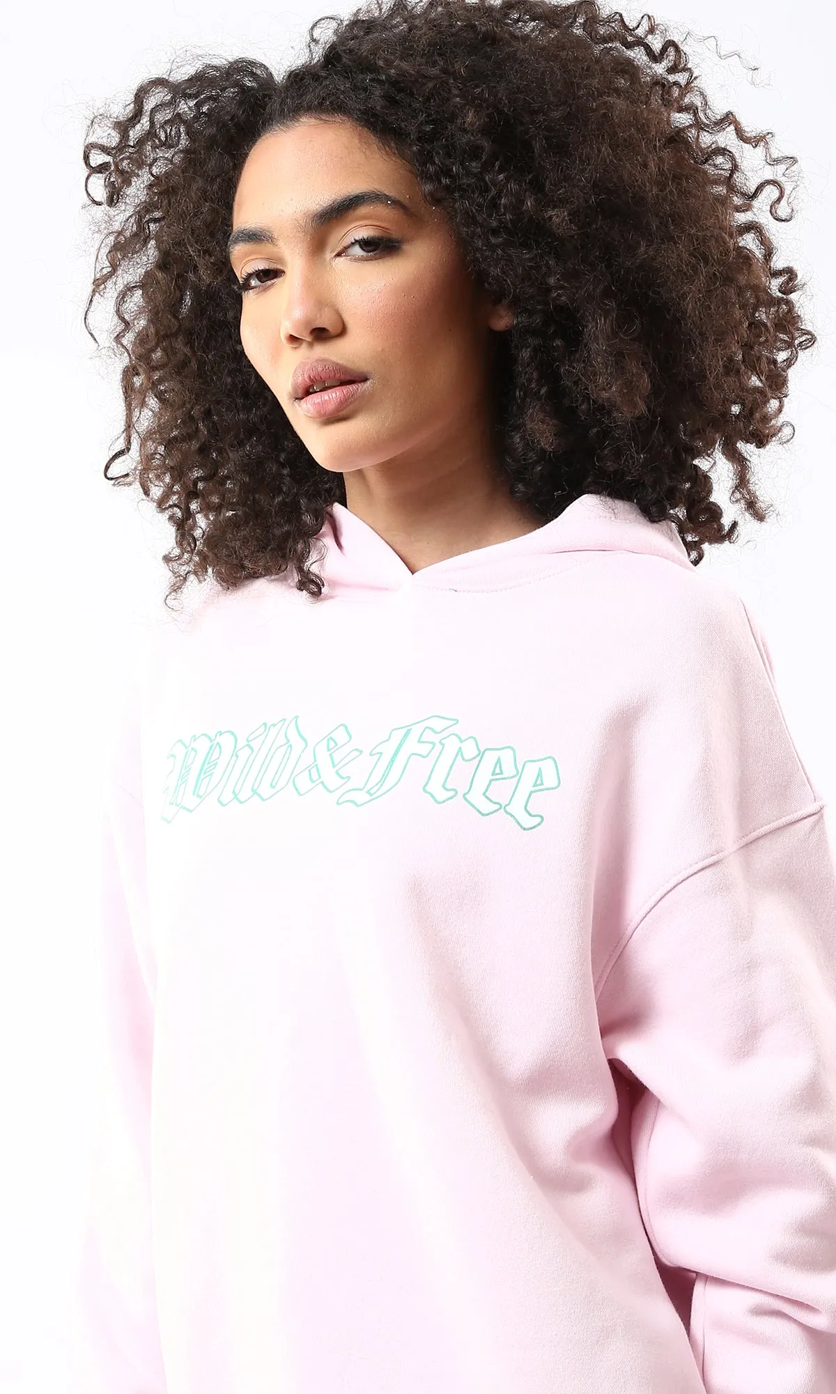 O177975 Wild & Free Slip On Rose Hoodie With Inner Fleece