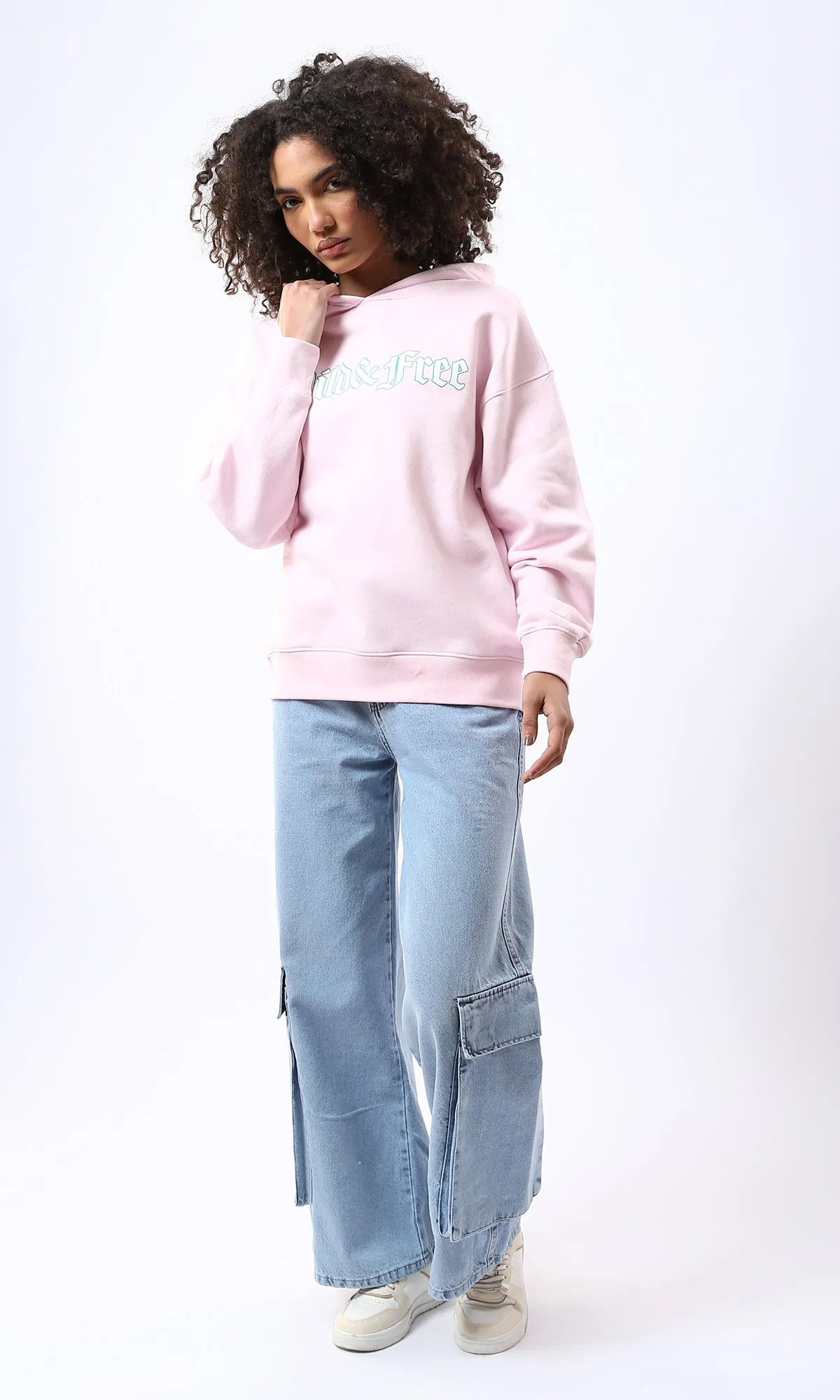 O177975 Wild & Free Slip On Rose Hoodie With Inner Fleece