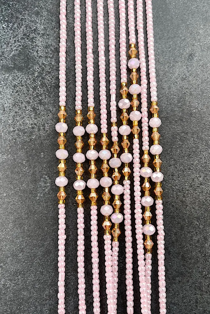 Radiant Blush Tie On Waist Beads