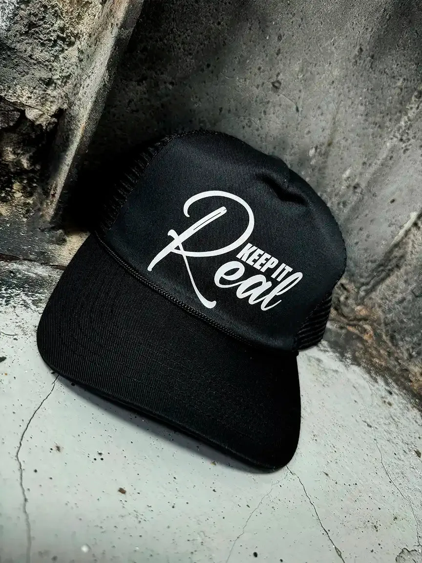 REAL CURVED BILL BLACK HAT