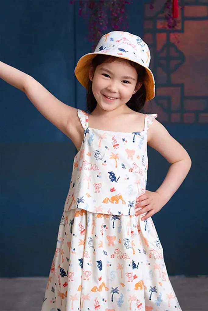 Reversible Bucket Hat (Kids) - Cream Summertime