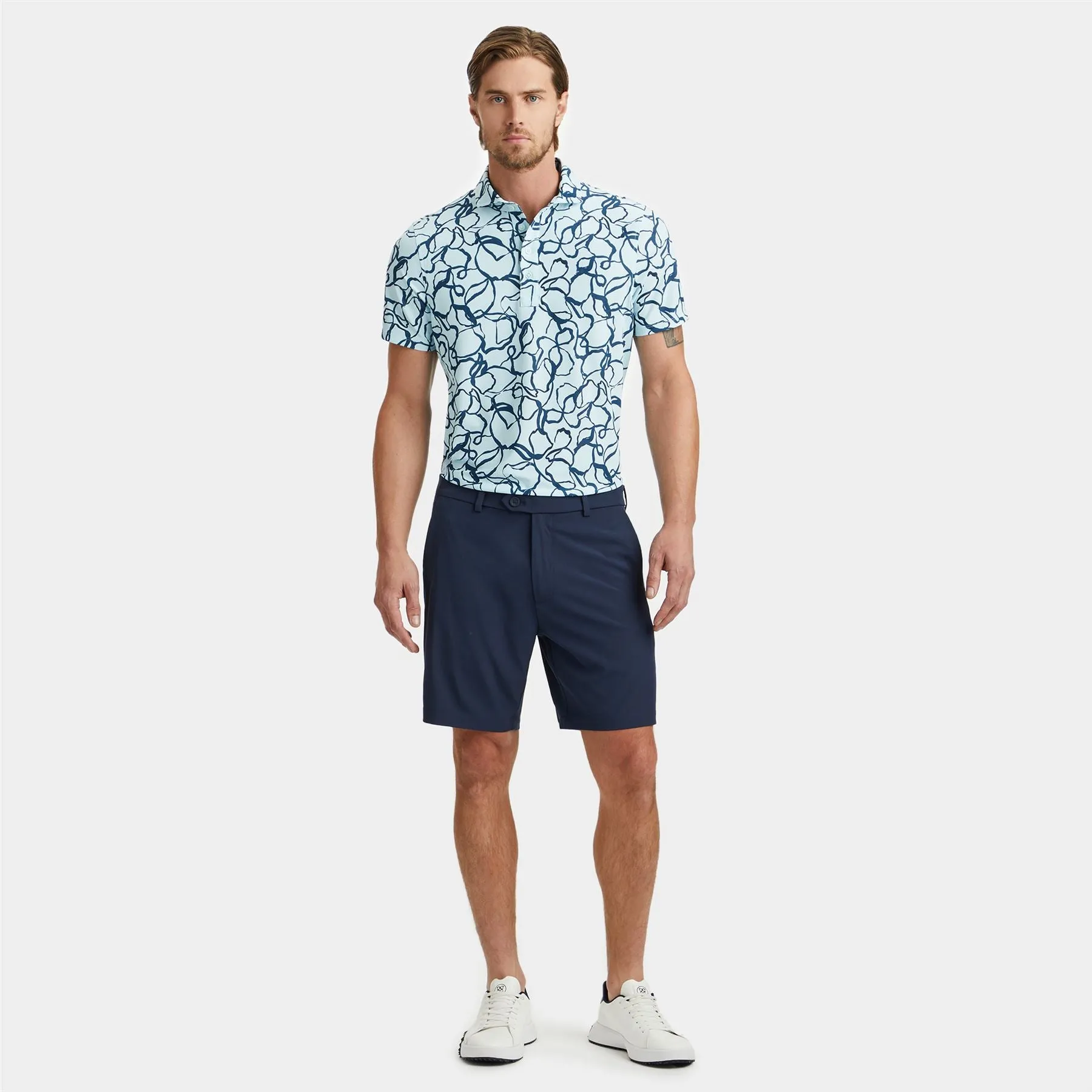 Scribble Floral Tech Pique Polo Daybreak Blue - SS24