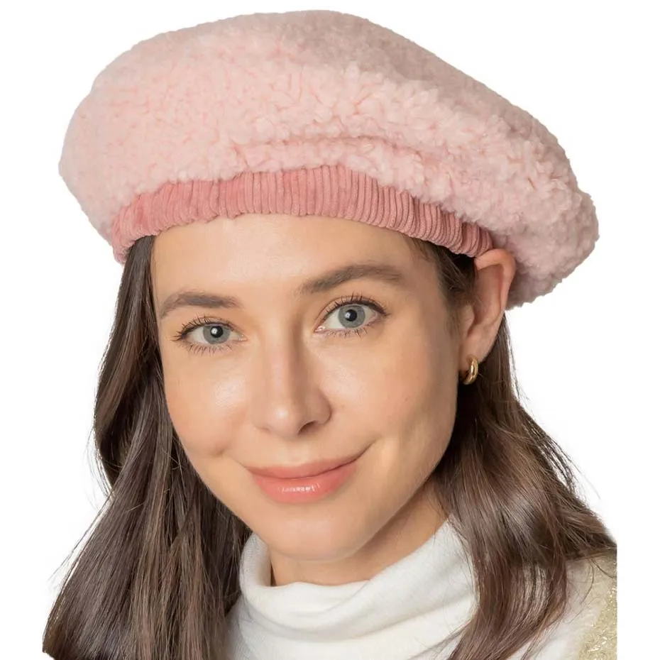 Solid Sherpa Beret Hat