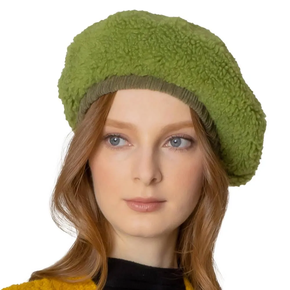 Solid Sherpa Beret Hat