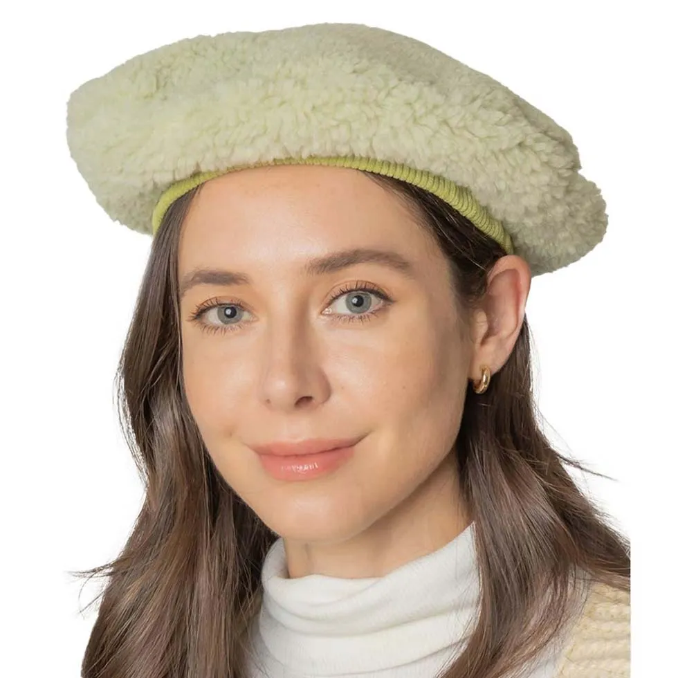 Solid Sherpa Beret Hat