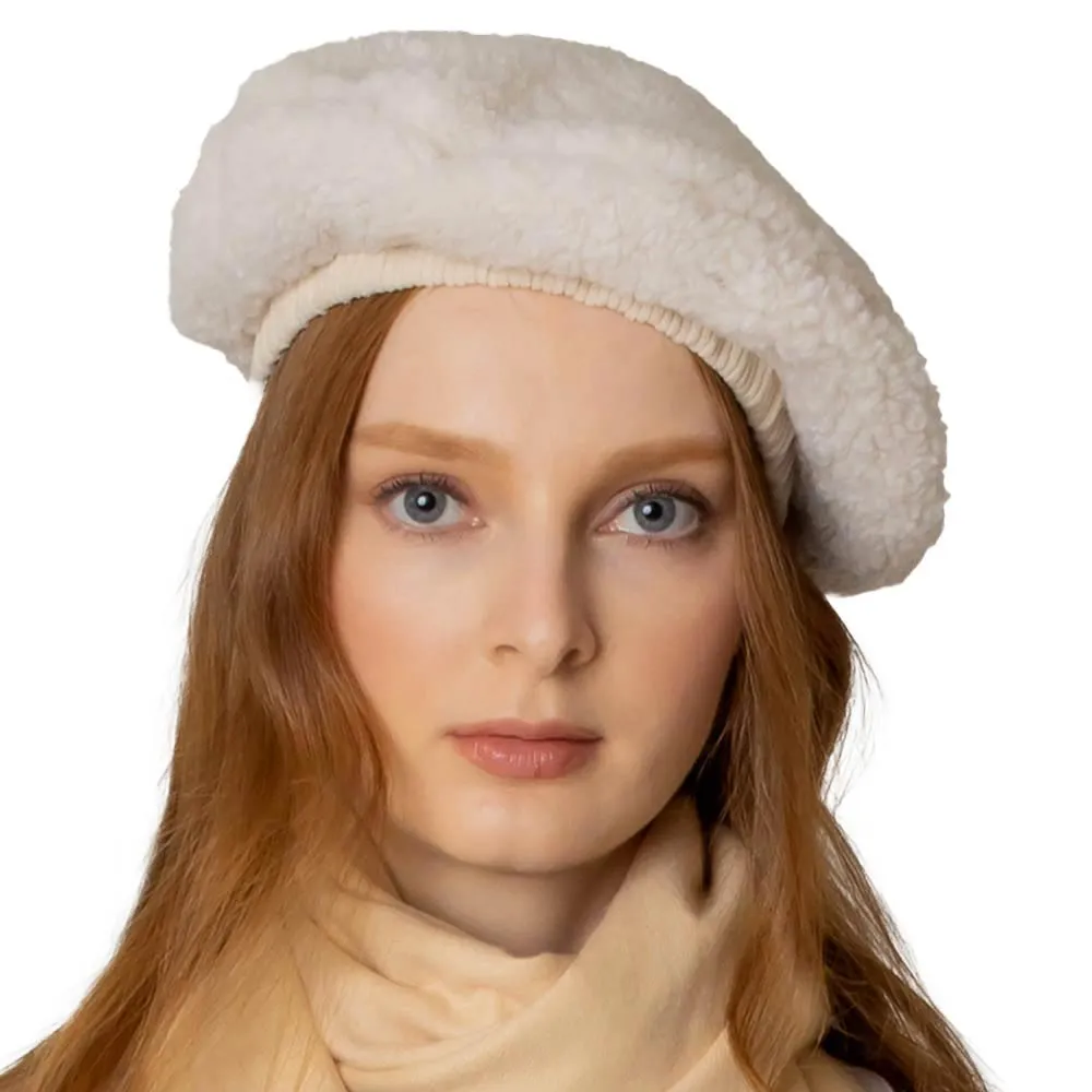 Solid Sherpa Beret Hat