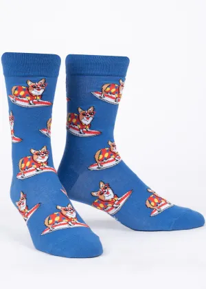 Surfing Corgi Men's Socks